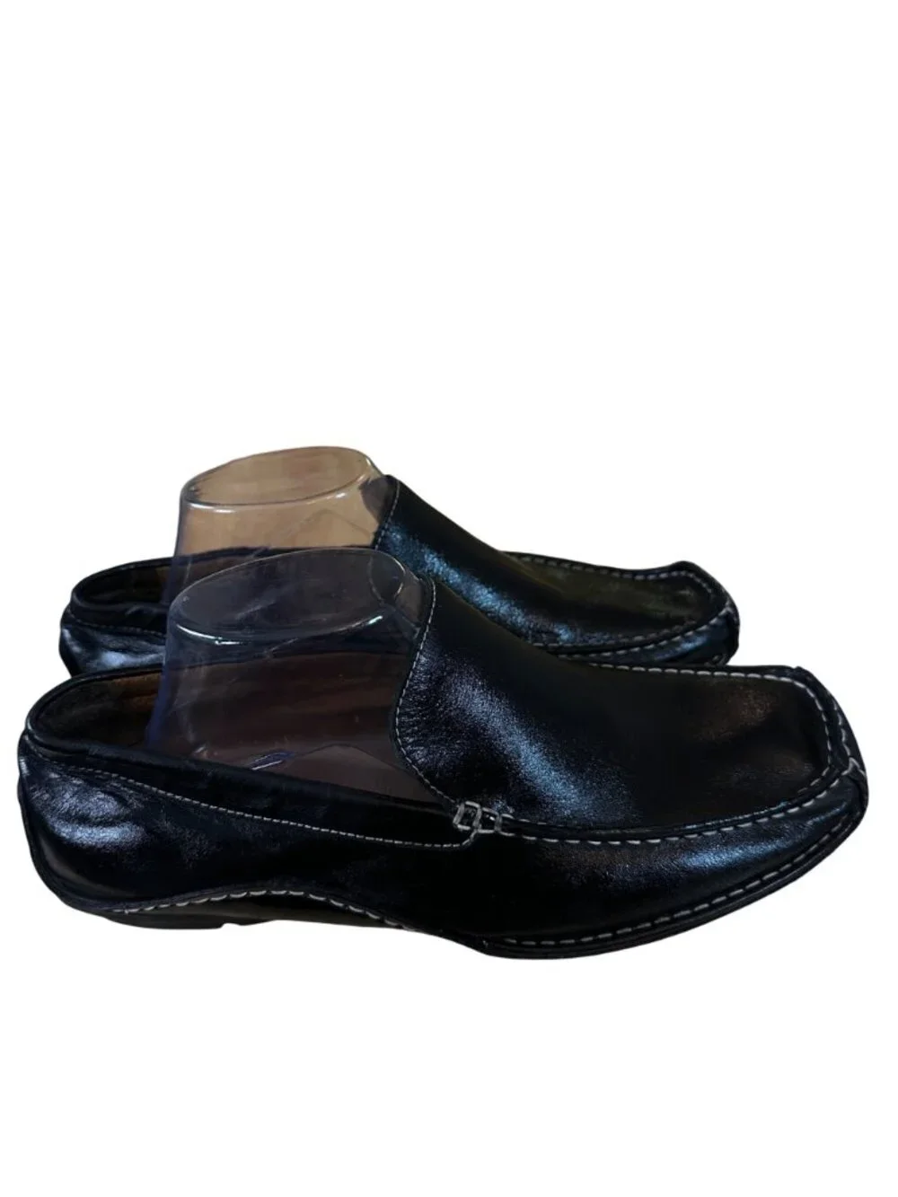 Steve Madden Size 8.5 Upper Leather Slip-On Loafers Contrast Stitching Black